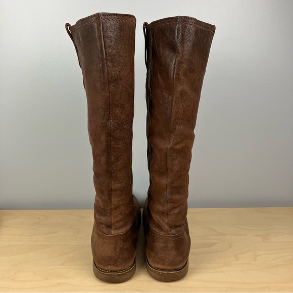 Frye Women’s Size 11.0 B Celia x Stitch Tall Brown Leather Riding Boots Pull On - Picture 8 of 15